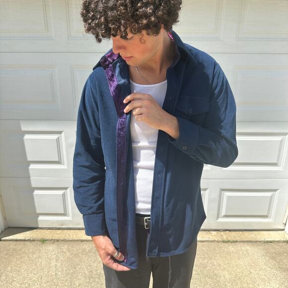 Vintage 70s Lee Velour Pointed Collar Button Up Shirt Size M - Picture 5 of 6